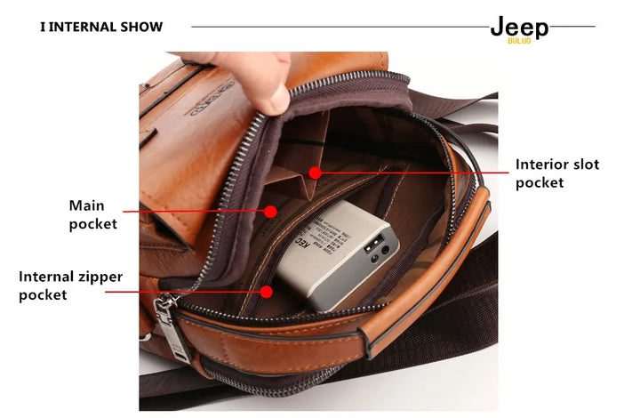 JEEP BULUO Large Leather Satchel – Smart, Durable & Professional